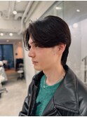 メンズニュアンスパーマセンターパートメンズマッシュ