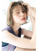 くびレイヤーエモージュ前髪モテベージュレイヤーミディ【立川】