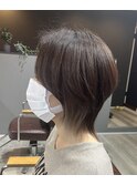 ショートウルフ　イヤリングカラー　ホワイトシルバー