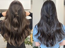 結婚式やパーティーのヘアスタイルにも選ばれるデザインハイライト［錦糸町/ハイライト/ダブルカラー］