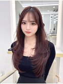 レイヤーカット　韓国ヘア　ピンクカラー【MAEUL 桔川恒】