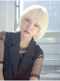 ぱっつん前髪/マッシュウルフ/ハイトーンカラー/センター北