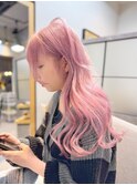 ロングレイヤーペールピンクベージュミルクティーピンク20代