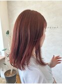 ブリーチなし夏ピンクカラー　レイヤーカット