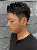 メンズマッシュセンターパートスパイラルパーマニュアンスパーマ
