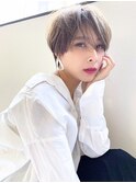 似合わせショート/細めハイライト/くすみベージュ/ショートボブ