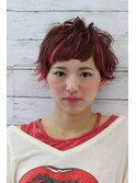 ピンクハイライト×ショートヘア外ハネアレンジSpark[柳澤陽光]