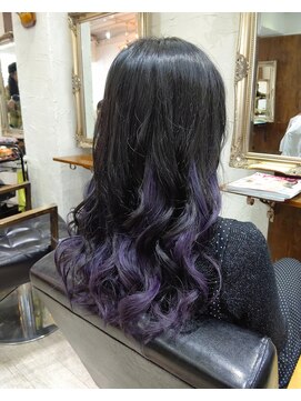 バトヘアー 渋谷本店(bat hair) ダークグレー・インナーカラー×パープル
