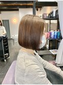 黒髪ロングストレートグレーベージュエギョモリオン眉ショート