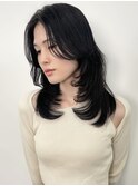 ★レイヤーロングセミディ姫カットワンカールシアーカラー