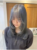 ペールブルー　ハイトーン　シャギーカット　ケアブリーチ横浜★