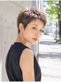 大人美人透け感ハンサムショート小顔マッシュレイヤーカット