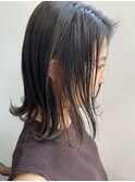 切りっぱなしボブ　インナーカラー　ハイライト