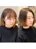 20代30代大人かわいい女子　艶髪　ナチュラルボブ　前髪エクステ