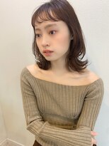 マリアバイアフロート(Maria by AFLOAT) 【山田】シースルーショートバングカーキベージュ外ハネウルフ