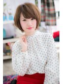 重軽ミックス☆斜めバングくせ毛風小顔前下がりボブa