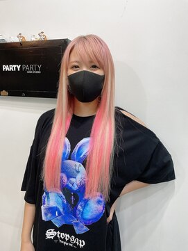 パーティパーティ ヘア(PARTYPARTY hair) ピンクエクステ/プルエクステ/巻髪/ロング/インナーカラー