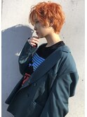 ウルフマッシュレイヤーパーマオレンジショート