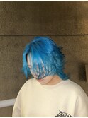 ウルフターコイズブルーブルーカラー顔周りレイヤー