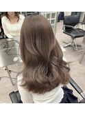 韓国ヘア顔周りレイヤーミルクティーベージュグレージュカラー