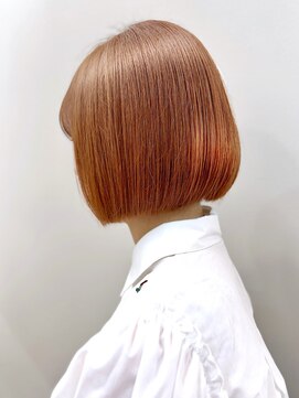 オーガニックマインド 坂戸 鶴ヶ島(organic+mind) 冬の小顔オレンジミニボブ◎暖色艶カラー×前髪あり20代30代