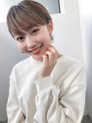 小顔前髪×ココアブラウン×大人かわいい×フリンジウェーブ