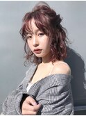ハーフアップ風ゆるふわアレンジ_オリーブカラー_46766