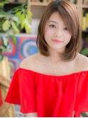 濡れ髪アシンメトリーことりベージュ小顔ロブc4大宮20代30代40代