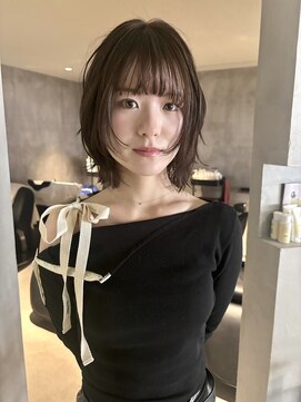 ハウ 心斎橋(how) 簡単スタイリングブリーチなしグレージュカラーボブウルフ