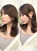 20代30代40代◎前髪パーマ韓国風巻きくすみベージュお団子ヘア