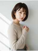 丸みボブ 顔周りカット ブラウンベージュ 20代30代 髪質改善