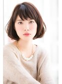 大人可愛い愛されAラインボブ/ふわミディ/黒髪/ワンカールボブ