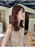 ブリーチなし暖色カラー赤みブラウンチェリーレッド/中西