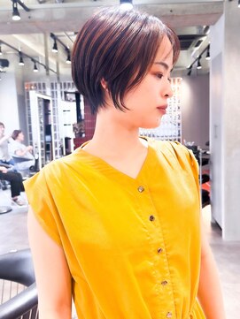 ロンド エメ 柏(Lond aimer) ミニウルフチェリーブラウンブリーチなしショートボブ前髪/柏柏