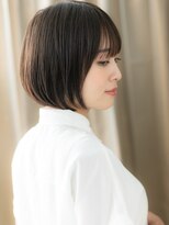 カバーヘア ブリス 志木南口駅前店(COVER HAIR bliss)&nbsp;黒髪ダークグレー伸ばしかけひし形マッシュボブX志木30代40代