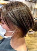 ハンサムショートボブ/マッシュ/ベージュ/カット＋カラー