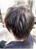 【大人女性】白髪染め&ハイライト&パーマショートカット