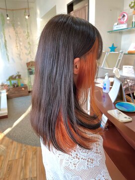 ロコヘアーバイクルル(Loco hair by couleur) ♯ミディアム♯インナーカラー♯可愛い♯高知美容室♯オレンジ