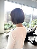 秋のこっくりボブスタイル/ぱっつん前髪/ニュアンスカラー