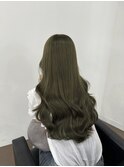 黒髪/グレーベージュ/イヤーロング/前髪パーマ/艶髪／髪質改善