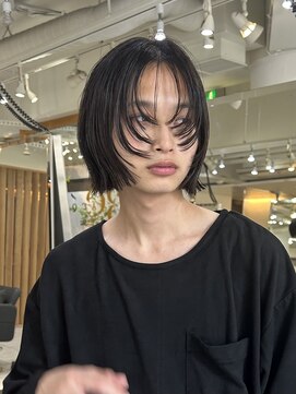 メゾンアクア 表参道(Maison ACQUA) =メンズボブ/ダークアッシュ/ニュアンスパーマ/MAN’S HAIR