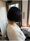 ミニボブ×ダークオリーブ　暗髪　艶髪