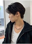 センターパートブルーブラックフェザーパーマスペインカール3