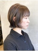 調布ショートボブ切りっぱなしレイヤーボブ前下がり髪質改善前髪