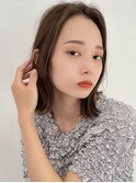外はねボブセンターパートボブオリーブカラー大人かわいい