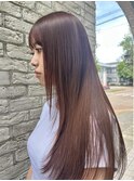 透明感のあるブリーチなし赤みカラー