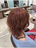 ブリーチなしダブルカラーでオレンジブラウン