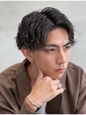 アップバング7:3センターパート6:4束感波巻きスパイラルパーマ