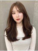 ブリーチなしグレージュ×エアリーロング×レイヤーカット