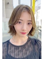 リークフー(Ree cu fuu)&nbsp;外ハネボブ　レイヤーボブ　韓国風　シアグレージュ　藤沢